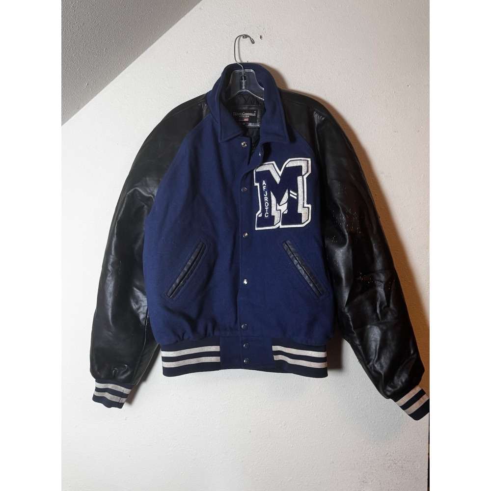 Texas Chenille Varsity Letterman Jacket M Wool Body Vinyl Sleeves AFJROTC